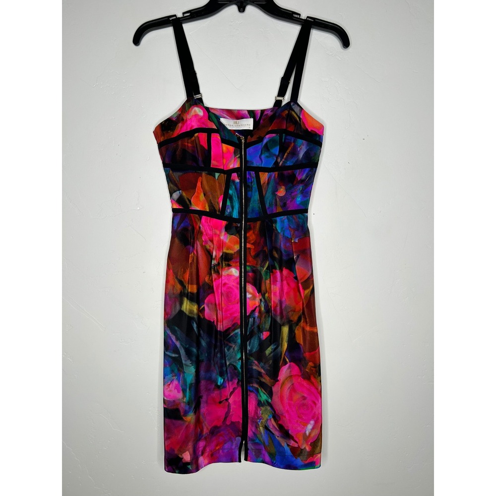 Amanda Uprichard Nadia Floral Bouquet Print Corset Dress Size XS Silk Y2K Party